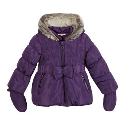 bluezoo Girls' purple faux fur padded coat